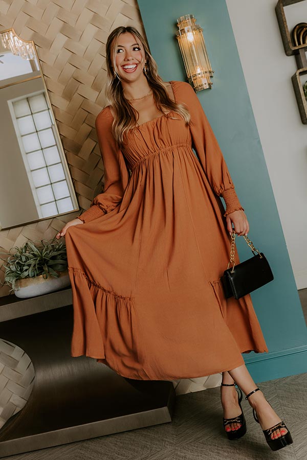 Feeling Graceful Midi Dress in Camel Image - 1