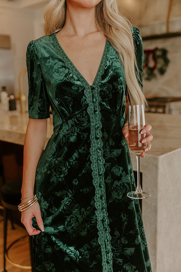 Champagne Toast Floral Velvet Maxi Dress in Emerald S / Emerald Champagne Toast Floral Velvet Maxi Dress in Emerald S / Emerald