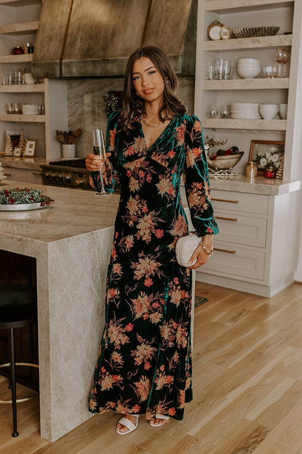 velvet floral dress Poised Romance Burnout Maxi in Forest S / Forest Sleeve Length 24.5 Size:10 dress Fall25_Collection Denim midi dress