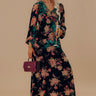 Poised Romance Floral Velvet Burnout Maxi Dress in Forest Image - 1