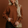 Cozy Vibes Waffle Knit Top in Chocolate Image - 1