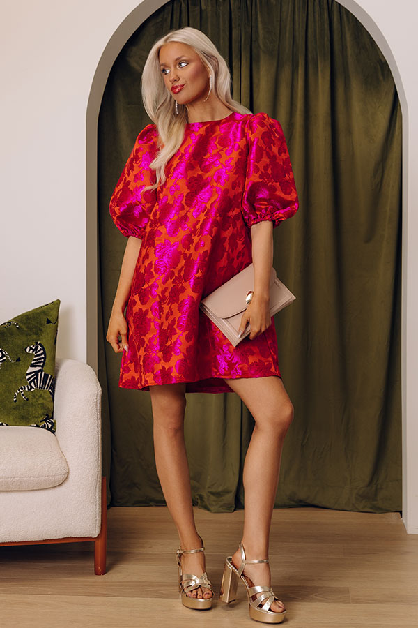 Kiss Of Chic Floral Jacquard Mini Dress Image - 1