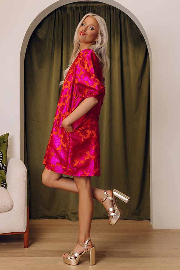 Kiss Of Chic Floral Jacquard Mini Dress Image - 2