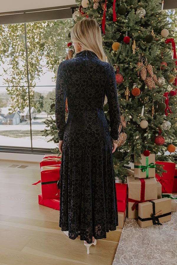 Moonlit Dance Velvet Burnout Midi Dress L / navy Moonlit Dance Velvet Burnout Midi Dress L / navy