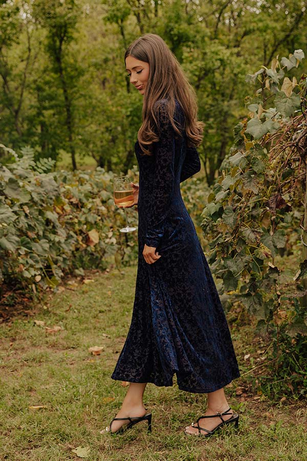 Moonlit Dance Velvet Burnout Midi Dress Image - 2