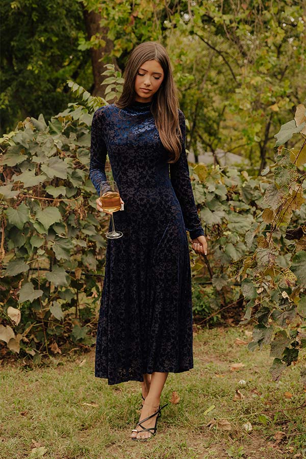 Moonlit Dance Velvet Burnout Midi Dress Image - 1