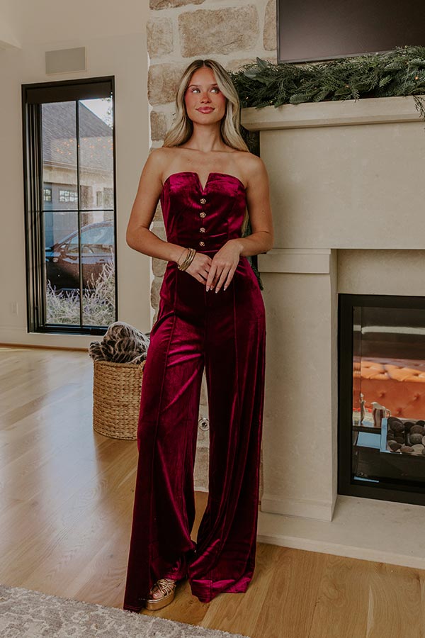 Champagne Toast Velvet Wide Leg Jumpsuit Image - 3