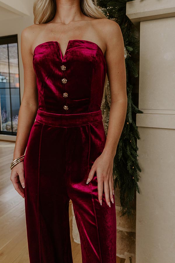 Champagne Toast Velvet Wide Leg Jumpsuit Image - 2