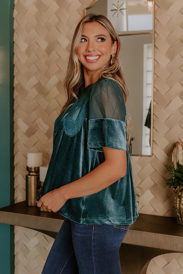 Delicate Daze Velvet Top in Teal Image - 2