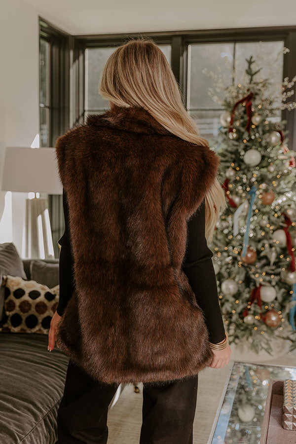 Midnight In France Faux Fur Vest in Chestnut – Impressions Online Boutique