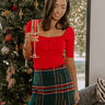 Holiday Party High Waist Plaid Skort in Hunter Green Image - 1