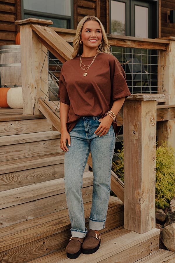 Ever So Effortless Oversized Tee in Chocolate Image - 1