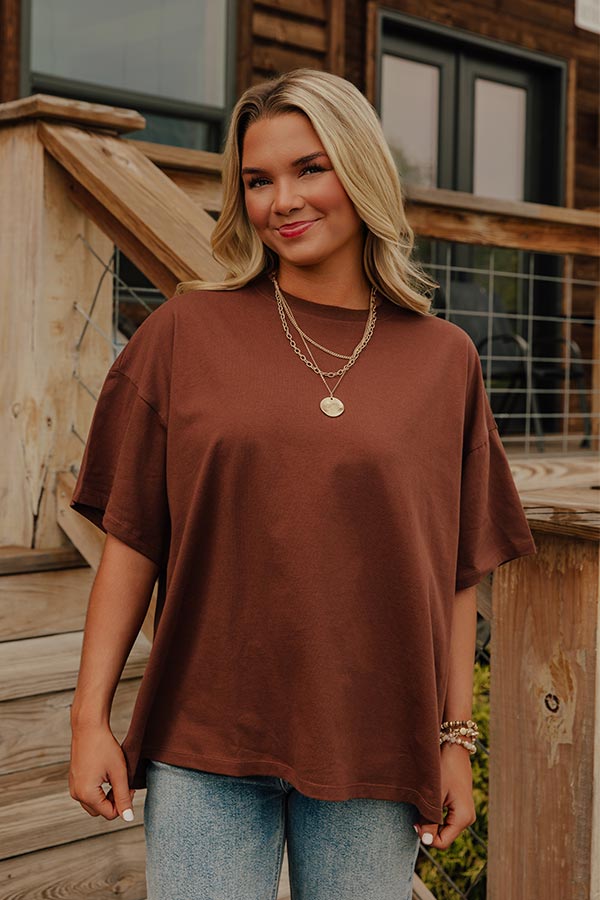 Ever So Effortless Oversized Tee in Chocolate Image - 2