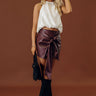 The Amelia High Waist Faux Leather Skort in Windsor Wine Image - 1