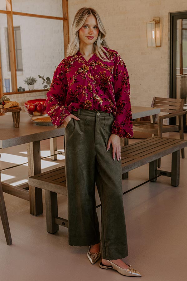 The Karissa High Waist Faux Suede Pants in Olive – Impressions Online ...