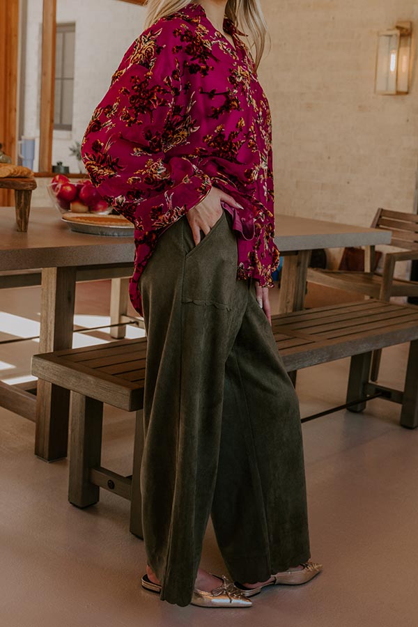 The Karissa High Waist Faux Suede Pants in Olive – Impressions Online ...