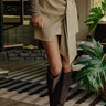 The Amelia High Waist Faux Leather Skort in Light Taupe Image - 1