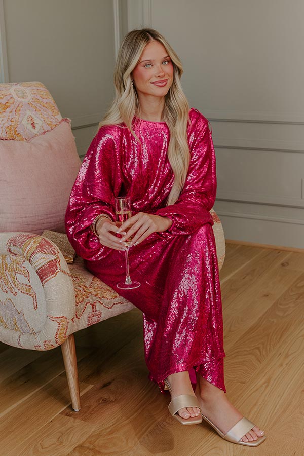 Bubbly Muse Sequin Midi Dress XS / hot-pink