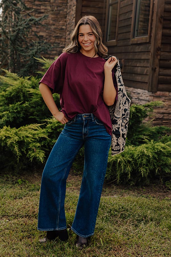 Ever So Effortless Oversized Tee in Windsor Wine