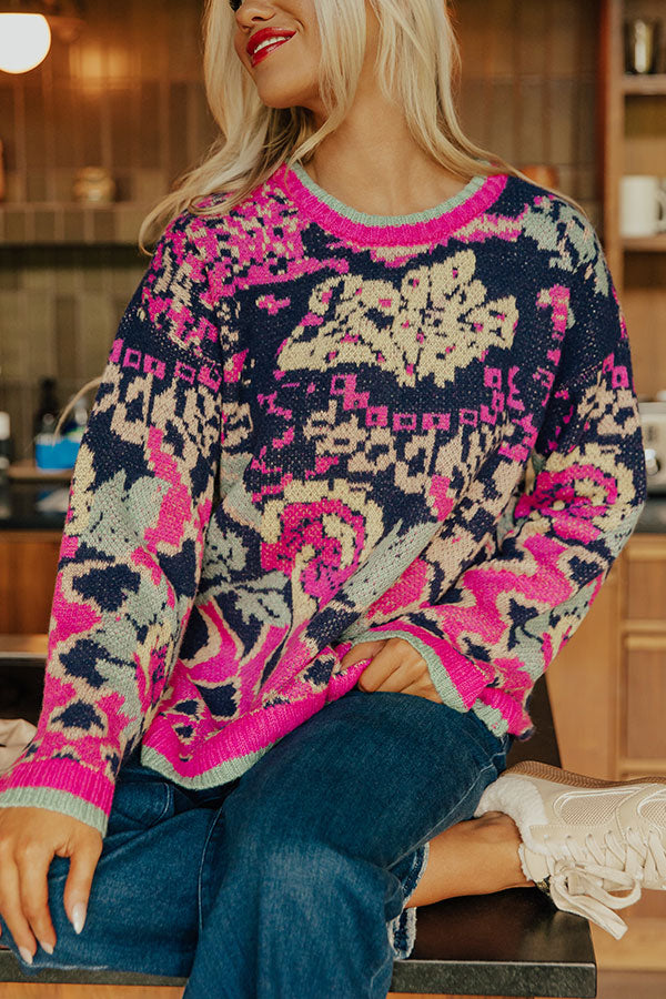 Warm Whispers Floral Knit Sweater Image - 2