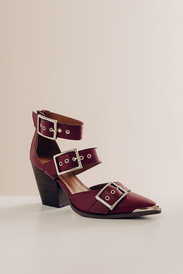 The Charlotte Faux Leather Heel in Merlot