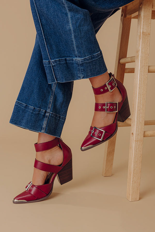 The Charlotte Faux Leather Heel in Merlot Image - 1