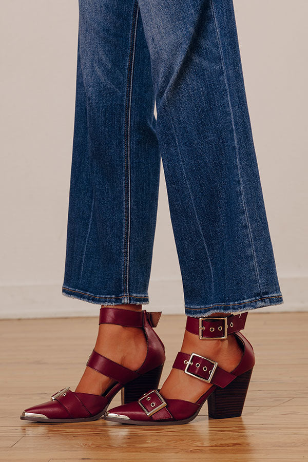 The Charlotte Faux Leather Heel in Merlot
