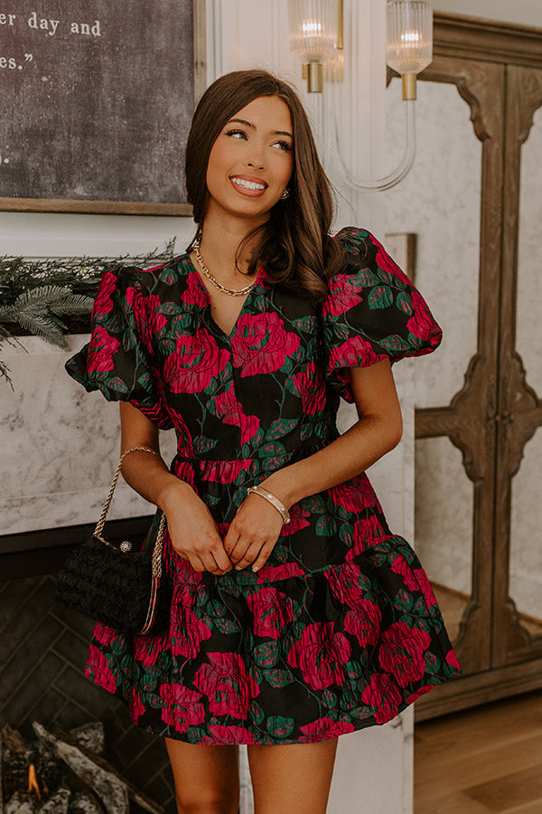 rose garden mini dress Rose Garden Floral Applique Bodycon Mini Dress Hot Pink