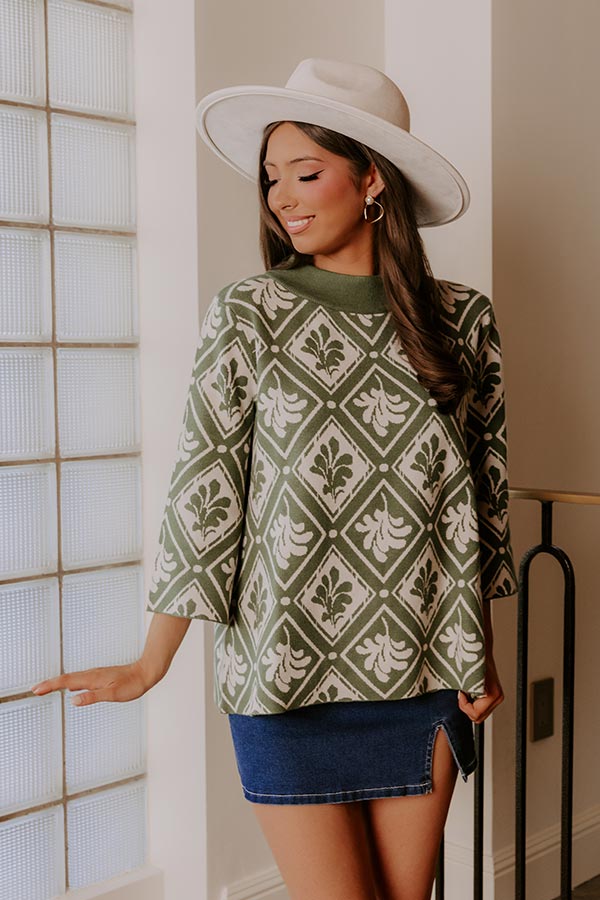 Polished Comfort Knit Sweater Top in Olive Image - 2
