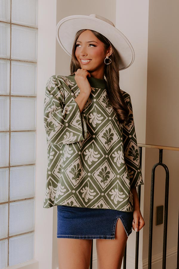 Polished Comfort Knit Sweater Top in Olive Image - 1