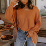 Relax And Reset Waffle Knit Oversized Tee in Pumpkin Image - 1