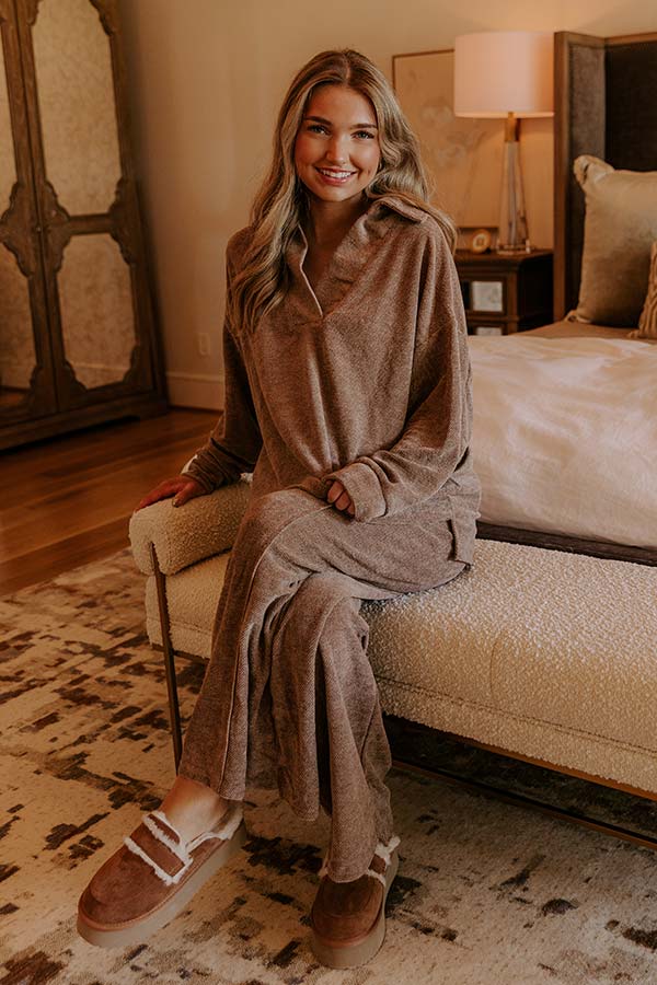 Warm Welcome High Waist Chenille Knit Pants in Mocha