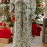 Christmas Night High Waist Satin Pajama Pants in Hunter Green Image - 1