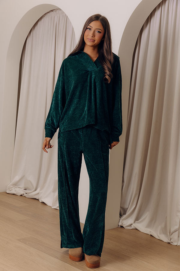 Warm Welcome Chenille Knit Sweatshirt in Hunter Green Image - 2