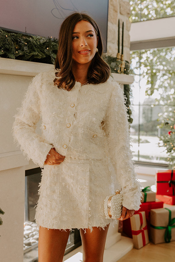 Uptown Views High Waist Tweed Mini Skirt in Cream Image - 2