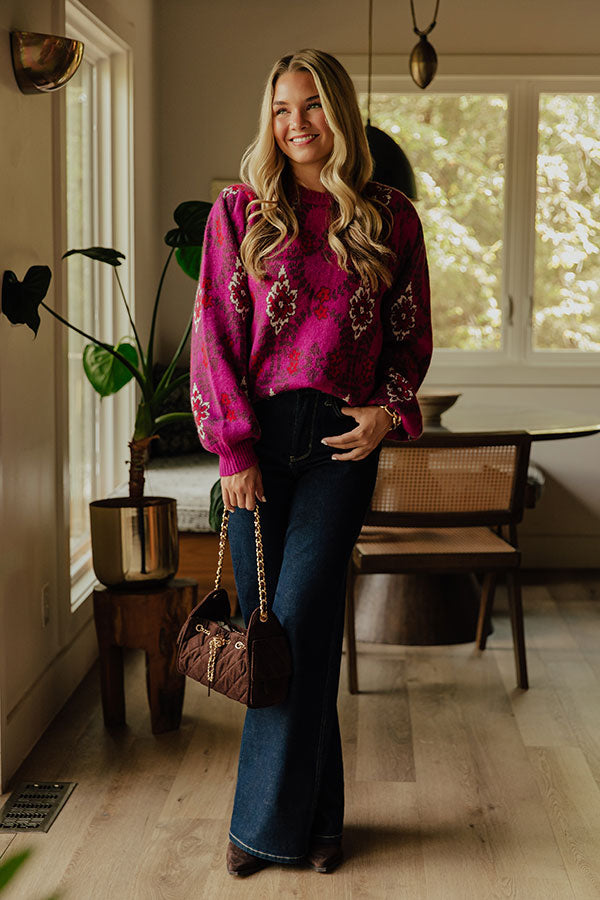 Fall In The City Floral Knit Sweater Image - 1