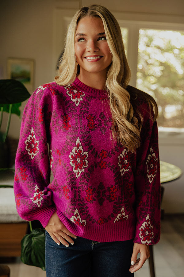 Fall In The City Floral Knit Sweater Image - 2