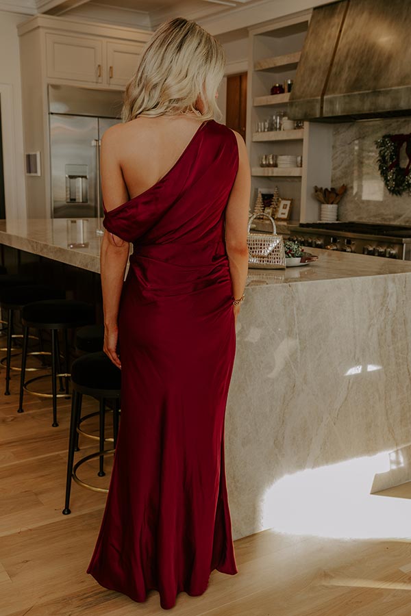 one shoulder red satin dress red prom dress satin Red One-Shoulder Backless Prom Dress with Draped Train FD6160 Viniodress-parroquiadesanalbertomagno.com