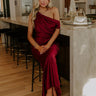 High Society Chic Satin One Shoulder Maxi Dress Image - 1