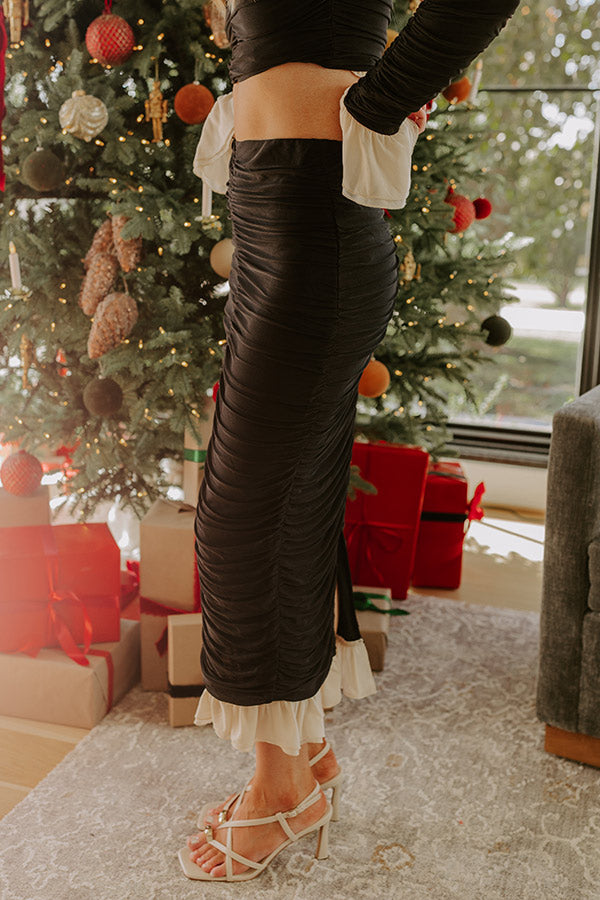 Paris Views High Waist Ruched Midi Skirt Image - 3