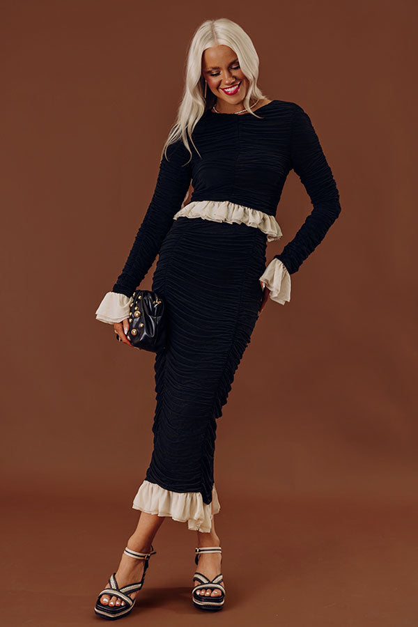 Paris Views High Waist Ruched Midi Skirt Image - 1
