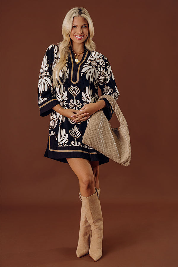 Twilight Grove Floral Mini Dress in Black Image - 1