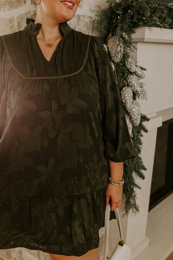 Uptown Gathering Floral Jacquard Mini Dress Curves Image - 5