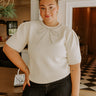 Bow-tiful Moment Embellished Sweater Top in Cream Curves Image - 1
