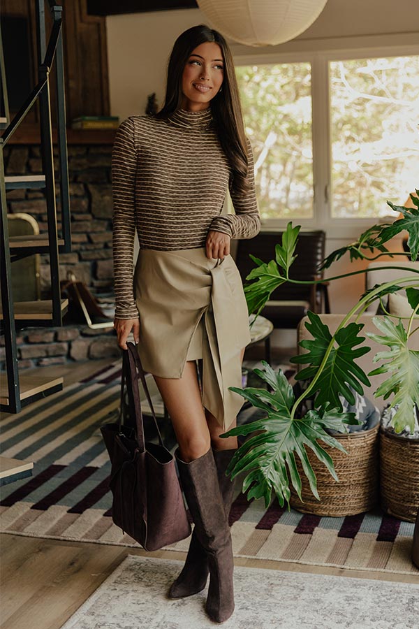 Modern Avenue Knit Stripe Top in Mocha Image - 1