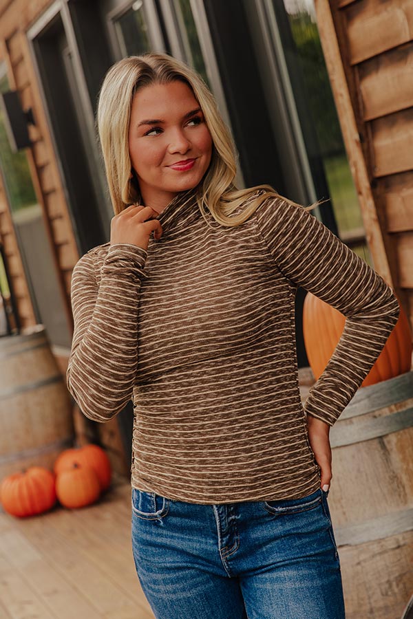 Modern Avenue Knit Stripe Top in Mocha Image - 1