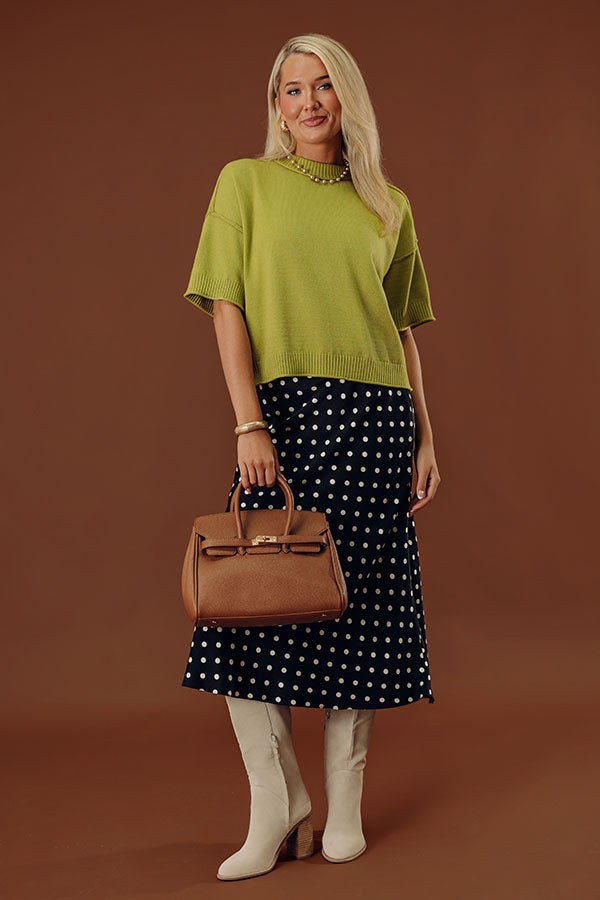 Right On Cue Satin Polka Dot Midi Skirt Image - 2