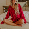 Calm Energy Satin Pajama Top in Crimson Image - 1