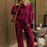 Warm Welcome High Waist Chenille Knit Pants in Merlot Image - 1