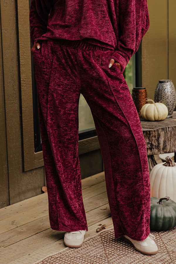 Warm Welcome High Waist Chenille Knit Pants in Merlot Image - 2